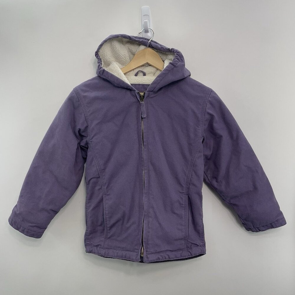 Blue Mountain Canvas Jacket Sherpa Barn Chore Hooded Western Farm Purple Girls M